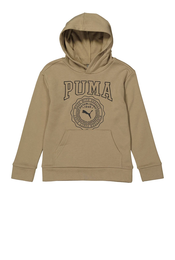 Boys Puma Graphic Pullover Hoodie, Beige,