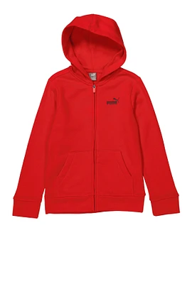 Boys Puma Sportswear Zip Front Hoodie, Red,