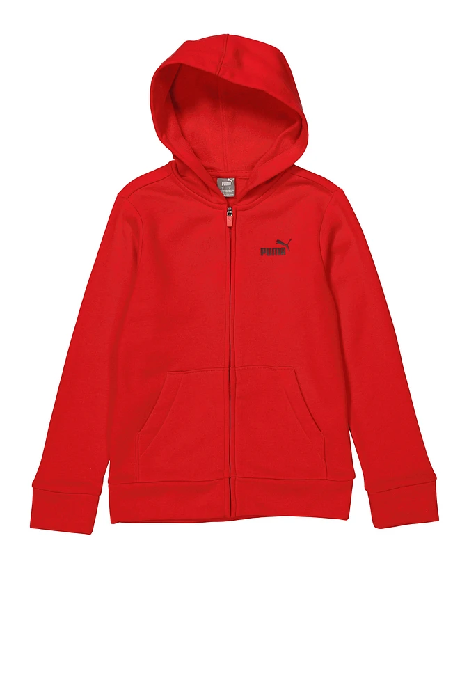 Boys Puma Sportswear Zip Front Hoodie, Red, Size M