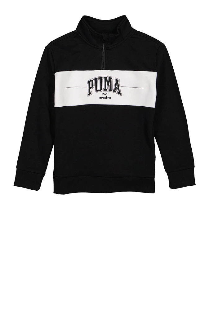 Boys Puma Sports Quarter Zip Sweatshirt, Black, Size L