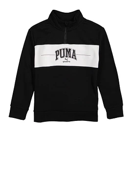 Boys Puma Sports Quarter Zip Sweatshirt, Black, Size S