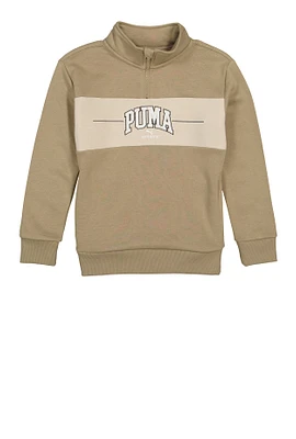 Boys Puma Sports Quarter Zip Sweatshirt, Beige, Size S