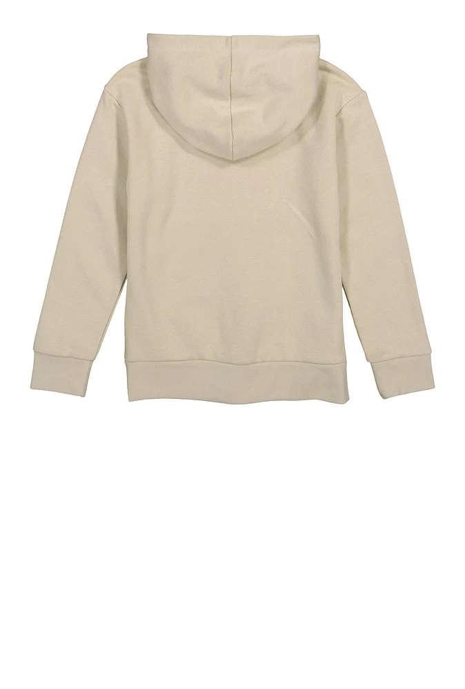 Boys Puma Logo Hooded Sweatshirt, Beige,