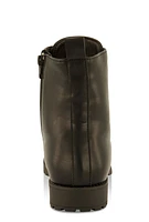 Womens Girls Rhinestone Lace Up Combat Boots, Black,