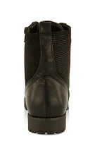 Womens Girls Rhinestone Detail Combat Boots, Black, Size 4