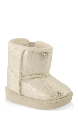 Baby Girls Faux Fur Lined Side Zip Boots, Silver, Size INFANT 6