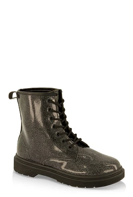 Womens Girls Lace Up Combat Boots, 2