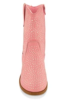 Womens Girls Rhinestone Cowboy Boots, Pink, Size 3