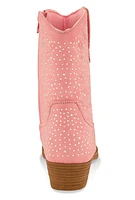Womens Girls Rhinestone Cowboy Boots, Pink, Size 3