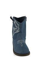 Womens Girls Denim Cowboy Boots, Blue,
