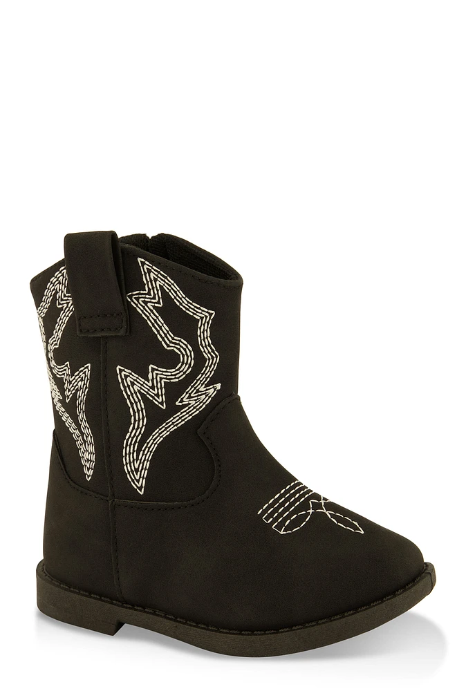 Womens Toddler Girls Cowboy Boots, Black, Size 6
