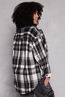 Womens Plus Size Plaid Brushed Knit Flannel Shacket, Multi, Size 2X