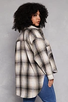 Womens Plus Size High Low Plaid Shacket, Multi, Size 1X