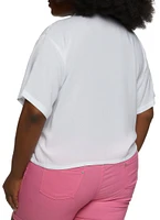 Womens Plus Size Pocket Button Down Shirt, White, Size 2X
