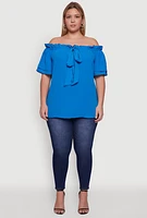 Womens Plus Stylish One Shoulder Tiered Bell Sleeve Blouse,