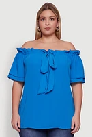 Womens Plus Stylish One Shoulder Tiered Bell Sleeve Blouse,