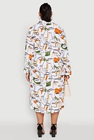 Womens Plus Size Abstract Face Print Shirt Dress, Multi, Size 1X