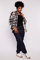 Womens Plus Size Plaid Pattern Button Front Shirt, Multi, Size 3X