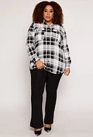 Womens Plus Size Plaid Button Front Blouse, Multi, Size 2X