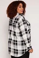 Womens Plus Size Plaid Button Front Blouse, Multi, Size 2X