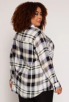 Womens Plus Size Plaid Button Front Blouse, Multi, Size 1X