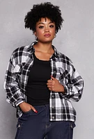 Womens Plus Size Plaid Brushed Knit Flannel Shirt, Multi, Size 1X