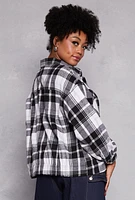 Womens Plus Size Plaid Brushed Knit Flannel Shirt, Multi, Size 1X
