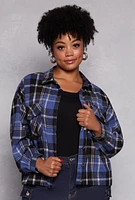 Womens Plus Plaid Brushed Knit Flannel Shirt, 1X