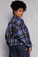 Womens Plus Plaid Brushed Knit Flannel Shirt,