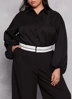 Womens Plus Size Balloon Sleeve Tunic Shirt, Black, Size 2X