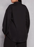 Womens Plus Size Balloon Sleeve Tunic Shirt, Black, Size 2X