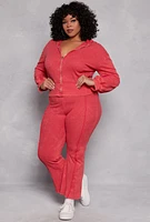 Womens Plus Size Acid Wash Zip Front Top, Red, Size 3X