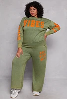 Womens Plus Acid Wash Good Vibes Only Sweatpants,