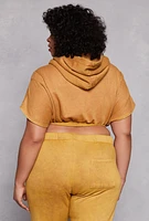 Womens Plus Size Acid Wash Pullover Hoodie, Yellow, Size 2X