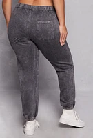 Womens Plus Size Acid Wash High Waist Sweatpants, Grey, Size 1X