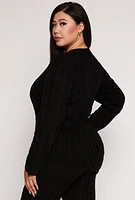 Womens Plus Cable Knit Sweater, 2X