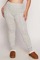 Womens Plus Size Cable Knit Joggers, Grey, Size 3X