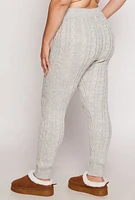 Womens Plus Size Cable Knit Joggers, Grey, Size 3X