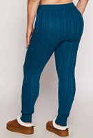 Womens Plus Size Cable Knit Joggers, Blue, Size 3X