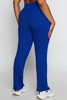 Womens Plus Size Ribbed Knit Pants, Blue, Size 2X