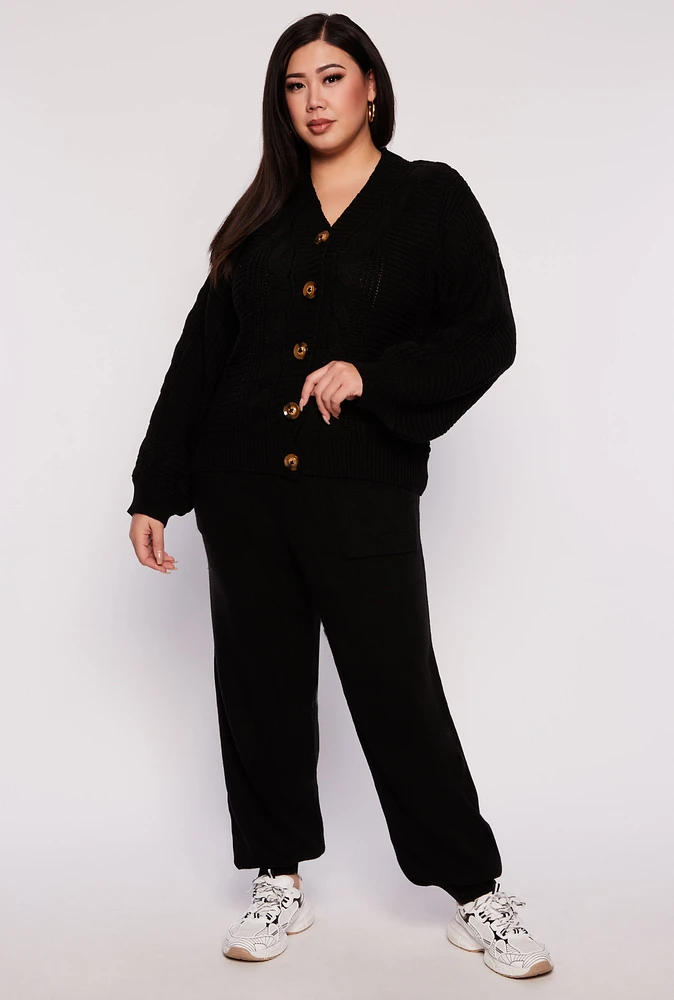 Womens Plus Knit High Waist Joggers, 2X