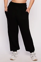 Womens Plus Knit High Waist Joggers,