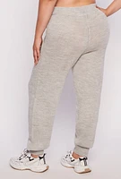 Womens Plus Size Knit High Waist Joggers, Grey, Size 2X