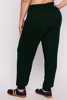 Womens Plus Size Knit High Waist Joggers, Green, Size 3X