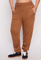 Womens Plus Knit High Waist Joggers,