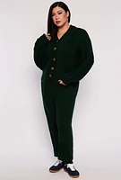 Womens Plus Size Cable Knit Cardigan, Green, Size 2X