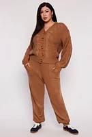 Womens Plus Cable Knit Cardigan,
