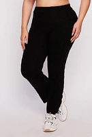 Womens Plus Size Cable Knit Pull On Pants, Black, Size 3X