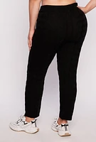 Womens Plus Size Cable Knit Pull On Pants, Black, Size 3X