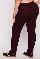 Womens Plus Cable Knit Pull On Pants,